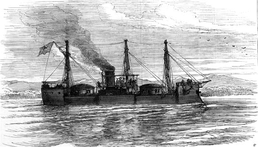 The Turkish Gun-Boat Lufti Djelil, sunk by the Russian batteries near Braila