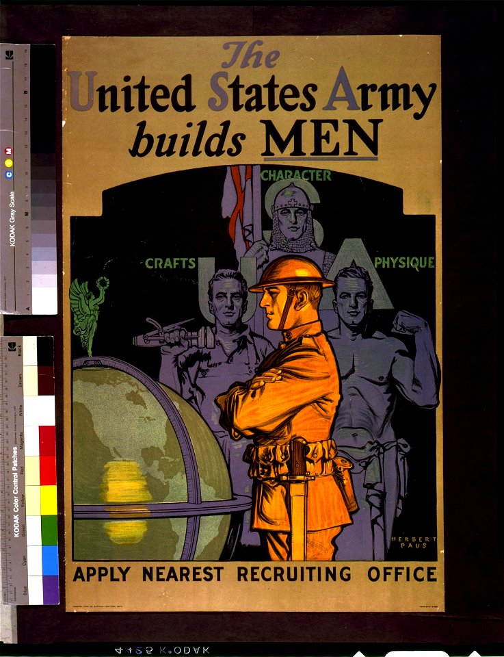 The United States Army builds men. Apply nearest recruiting office - Herbert Paus. LCCN94514699