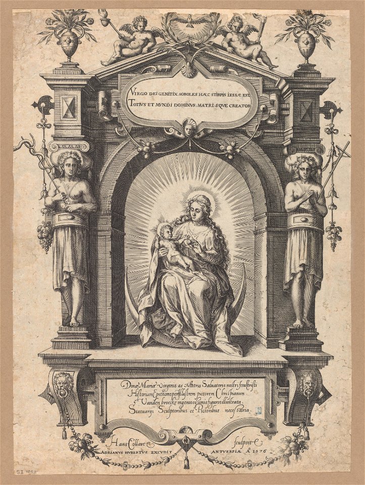 The Virgin and Child on the Crescent 1576 print by Chrispijn van den Broeck, S.I 1052, Prints Department, Royal Library of Belgium