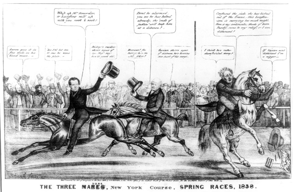 The three mares-mayors, New York course, spring races, 1838 LCCN2008661318