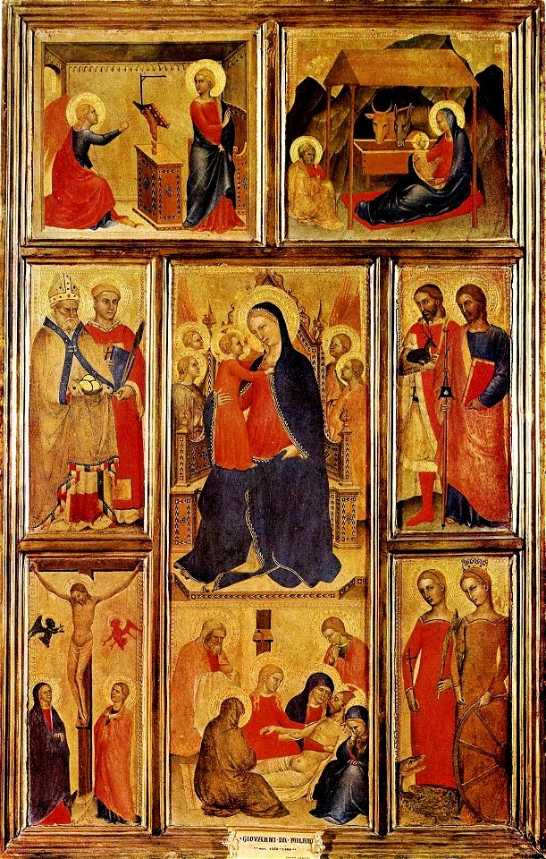 The Virgin and Child enthroned, with angels, saints and evangelical scenes. Rome, Galleria Corsini с.1355