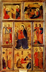 The Virgin and Child enthroned, with angels, saints and evangelical scenes. Rome, Galleria Corsini с.1355