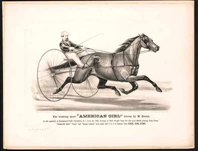 The trotting mare American Girl driven by M. Roden - J. Cameron. LCCN94509114