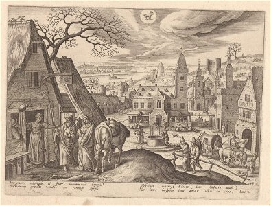 The Virgin and Joseph at the inn 1585 print by Hans Bol, S.IV 2266, Prints Department, Royal Library of Belgium