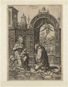 The Vision of St. Bernard print by Dirck Vellert, S.II 63124, Prints Department, Royal Library of Belgium