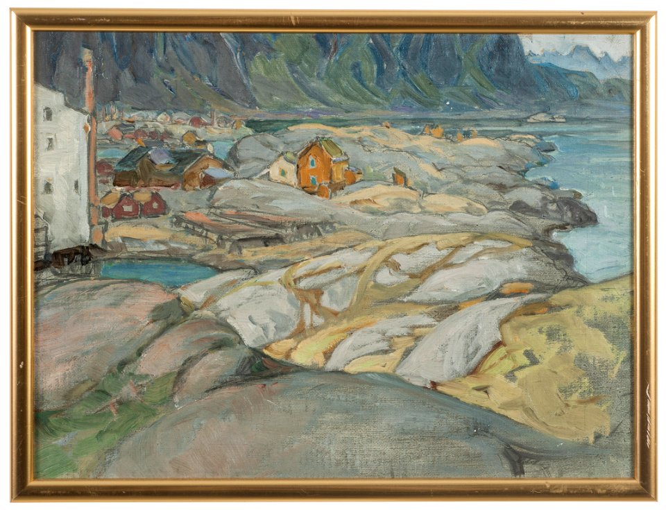 The Village at the Foot of the Mountain. Study from Lofoten (Anna Boberg) - Nationalmuseum - 20486