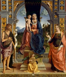 The Virgin and Child Enthroned, with Saints John the Baptist and Lucy P260. Free illustration for personal and commercial use.