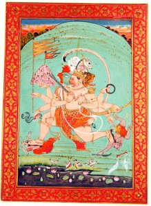 The vehicles for the avatars of Vishnu with one body, five heads, ten arms each (6125100238)