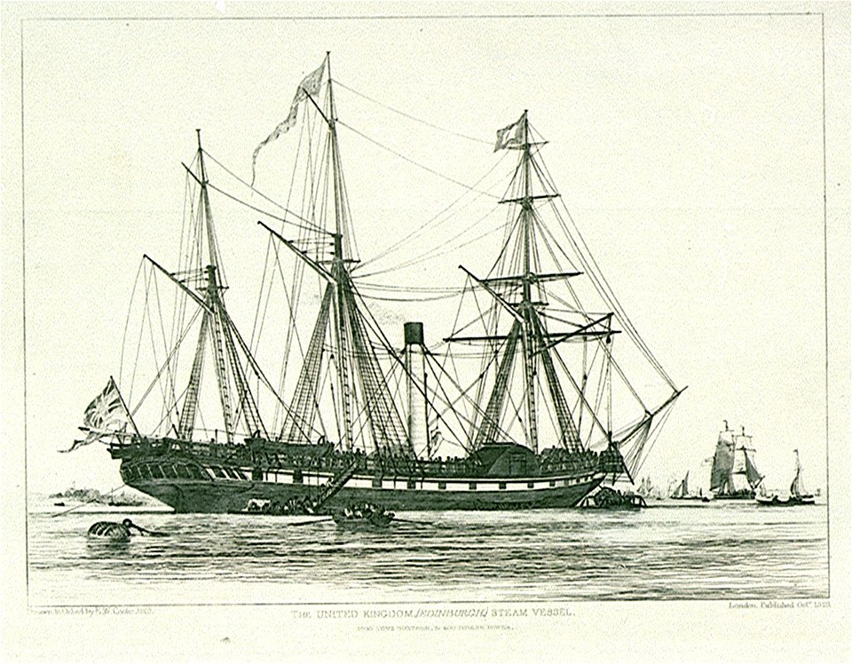 The United Kingdom (Edinburgh) steam vessel. 1000 tons burthen. and 200 horse power RMG PU6666