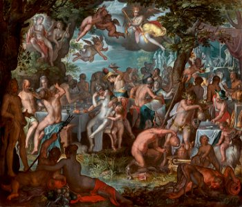The wedding of Peleus and Thetis, by Joachim Wtewael. Free illustration for personal and commercial use.