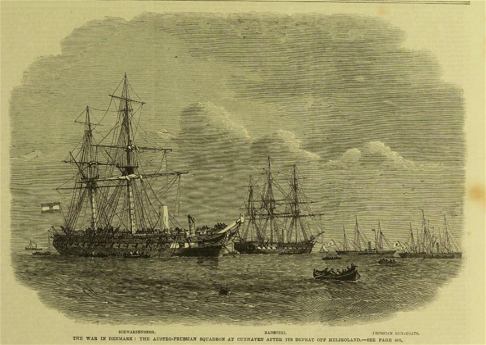 The War in Denmark, the Austro-Prussian Squadron at Cuxhaven after its Defeat off Heligoland - ILN 1864