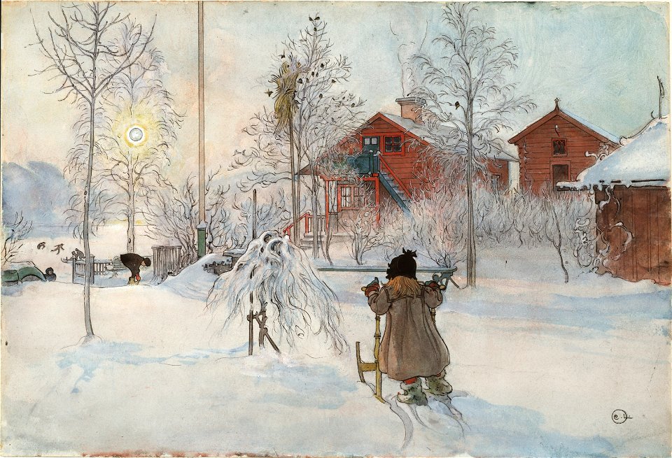 The Yard and Washhouse. From A Home (26 watercolours) (Carl Larsson) - Nationalmuseum - 24217