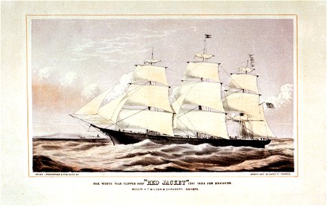 The White Star Clipper Ship Red Jacket 1597 Tons Per Register. Messrs H T Wilson and Chambers. Owners RMG PU6461