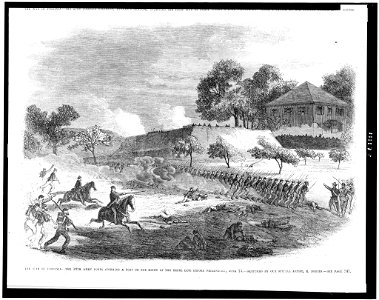 The war in Virginia - the 18th Army Corps storming a fort on the right of the Rebel line before Petersburg, June 15 - sketched by our special artist, E. Forbes. LCCN94507516