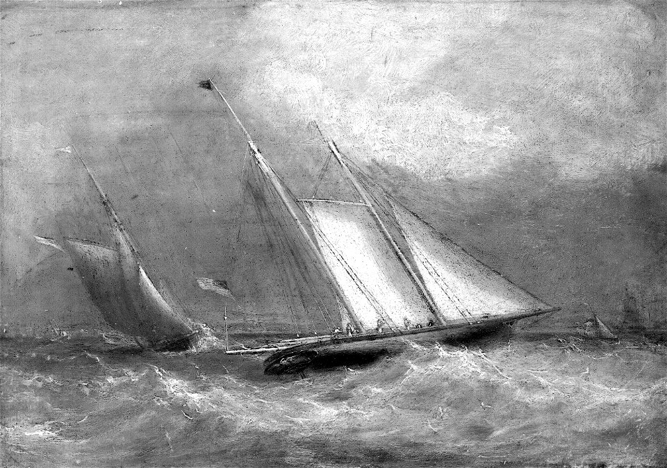 The yacht America racing against the Pearl RMG BHC3193