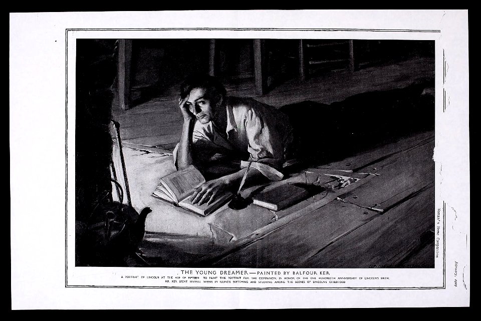 The Young Dreamer by Balfour Ker. Painting of Abraham Lincoln