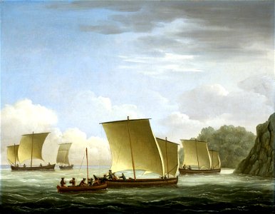 The yawl of the 'Luxborough Galley' arriving in Newfoundland, 7 July 1727 RMG BHC2391
