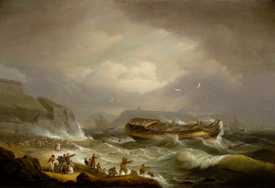 The Wreck of the East Indiaman 'Dutton' in Plymouth Sound, 26 January 1796 RMG BHC3298
