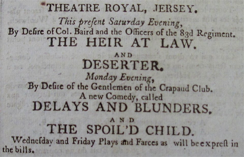 Theatre Royal Jersey 15 October 1803