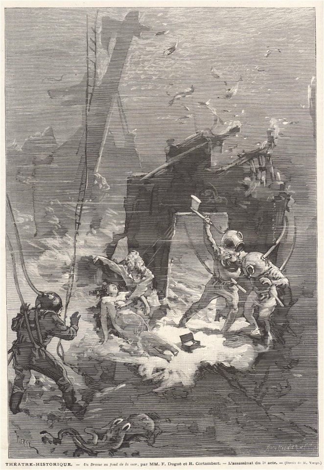 Theatre-historique - Un drame au fond de la mer, par MM. F. Dugué et R. Cortambert - L'assassinat du 3e acte