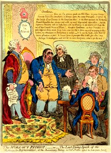 The Worn-out Patriot-or-The Last Dying Speech of yhe Westminster Representative, at the Anniversary Meeting on Octr. 10th. 1800. held at the Shakespeare Tavern. (BM 1868,0808.6907)