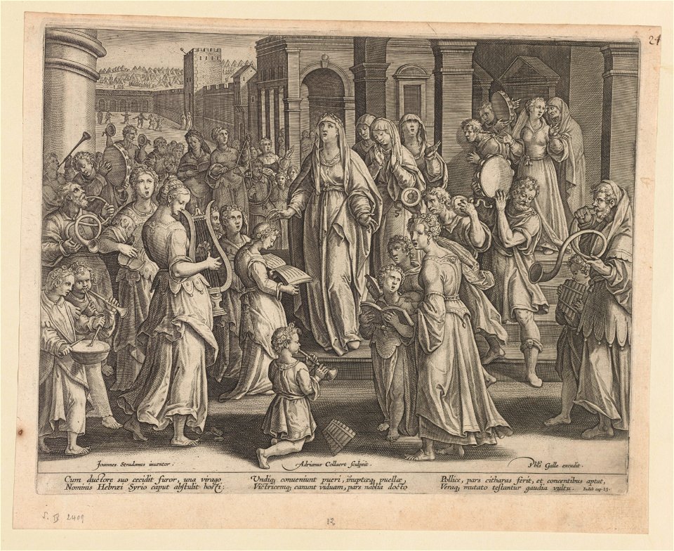 The Women of Israel Praising Judith ca.1589 print by Stradanus, S.IV 2409, Prints Department, Royal Library of Belgium