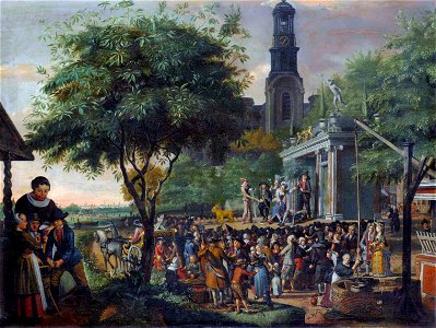 Theatrical performance in a village, by Matthijs Naiveu