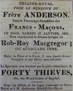 Theatre Royal Jersey 31 Janvier 1829