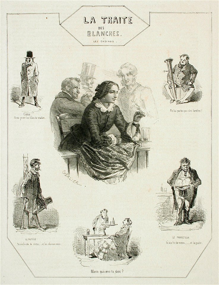The White Slave - The Casinos (Uylenspiegel, No. 11, 13 Apr. 1856) lithograph (30.16 x 22.7 cm) Los Angeles County Museum of Art