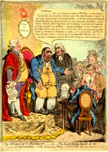 The Worn-out Patriot-or-The Last Dying Speech of yhe Westminster Representative, at the Anniversary Meeting on Octr. 10th. 1800. held at the Shakespeare Tavern. (BM 1851,0901.1037)