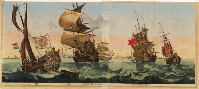 The Yacht of Willem III and other Ships on the IJ before Amsterdam by Ludolf Bakhuizen