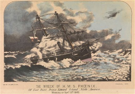 The Wreck of H.M.S. Phoenix Off East Point, Prince Edward Island, North America, Morning of Septr 13th 1882 RMG PW8181. Free illustration for personal and commercial use.