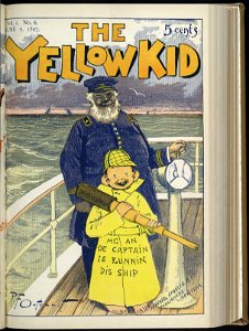 The Yellow Kid Me an de captain is runnin dis ship - - R.F. Outcault. LCCN00650392