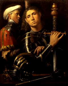 The “Gattamelata”, portrait of man in armour with a squire (by Giorgione) - Uffizi (2). Free illustration for personal and commercial use.