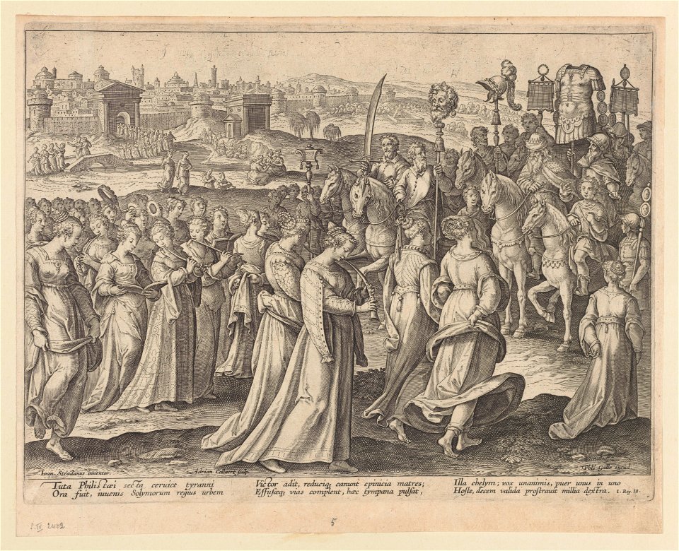The Women of Israel Singing and Dancing at David's Return ca.1589 print by Stradanus, S.IV 2402, Prints Department, Royal Library of Belgium