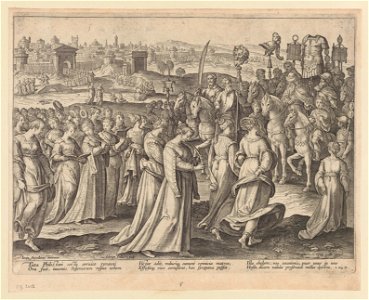 The Women of Israel Singing and Dancing at David's Return ca.1589 print by Stradanus, S.IV 2402, Prints Department, Royal Library of Belgium