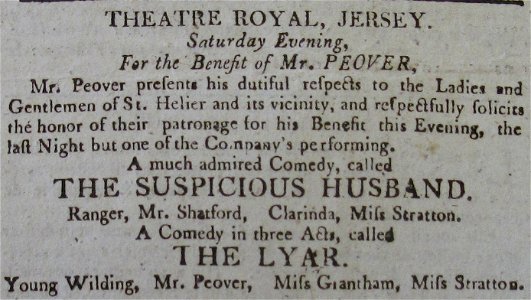 Theatre Royal Jersey 26 November 1803