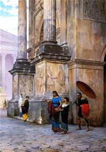 The Young Flower Seller, Rome, by Luigi Bazzani