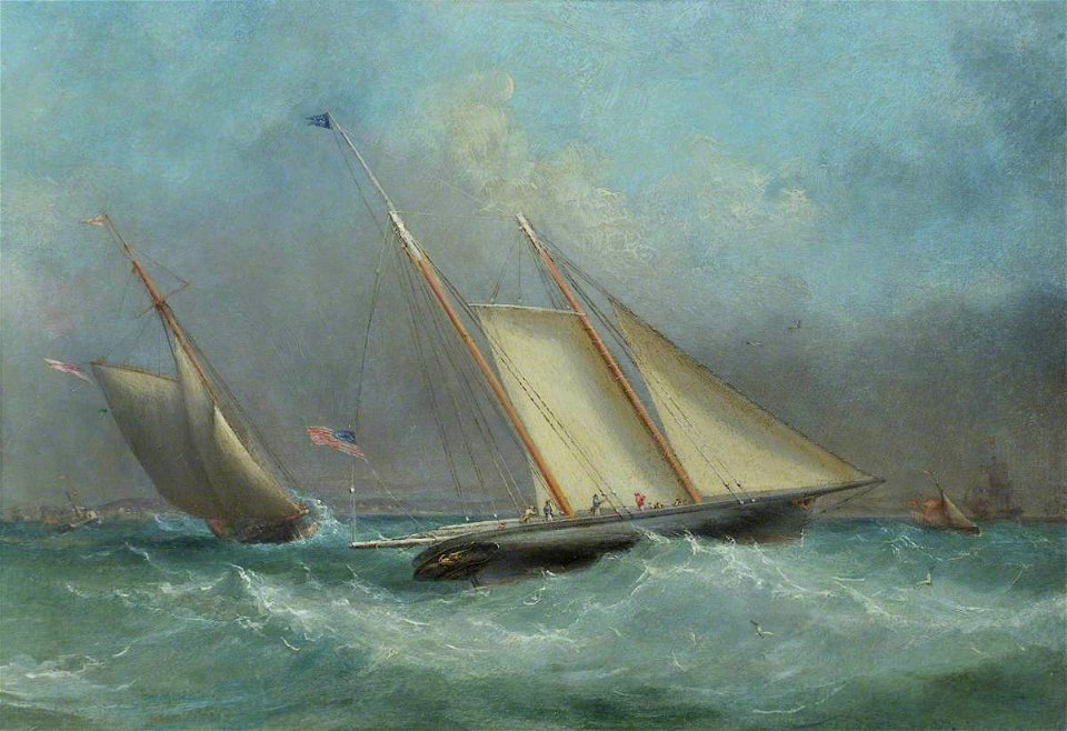 The yacht America racing against the Pearl RMG BHC3193