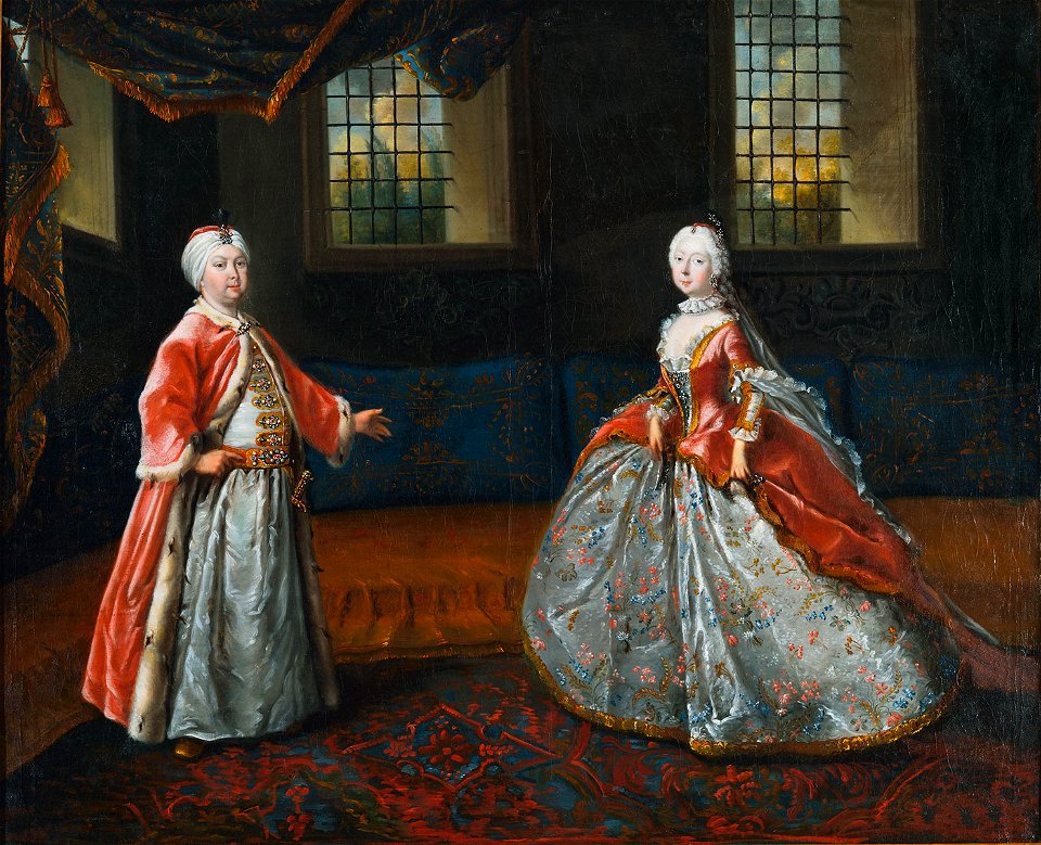 Theaterszene Friedrich III und Luise Dorothea van Sachsen-Gotha-Altenburg