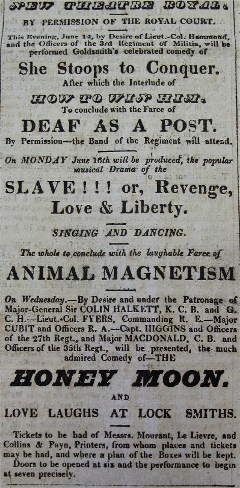 Theatre Royal Jersey 14 June 1828