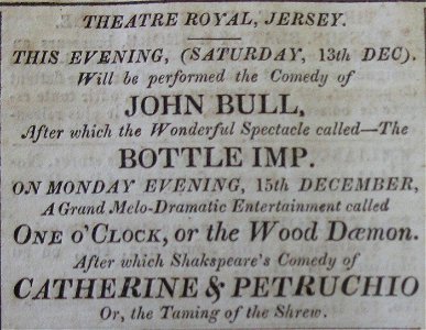 Theatre Royal Jersey 13 December 1828