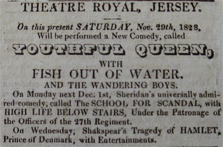 Theatre Royal Jersey 29 November 1828