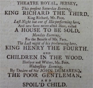 Theatre Royal Jersey 1 October 1803
