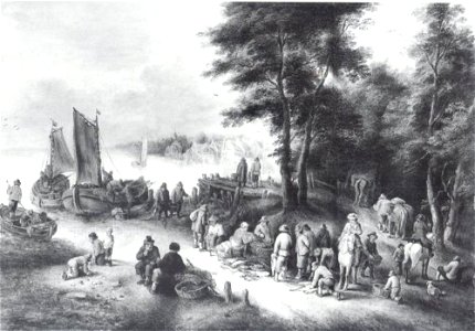 Theobald Michau - Vismarkt op een oever - 2059 - Städel Museum