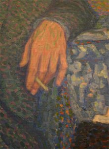 Theo Van Rysselberghe (Gent 1862 - Saint-Clair,F 1926 - De lezing door Emile Verhaeren, 1903 (detail Félix Fénéon)