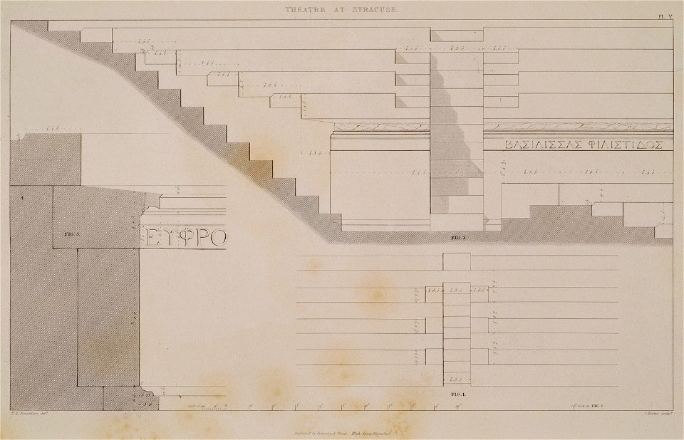 Theatre at Syracuse Details of the theatre of Syracuse - 1830