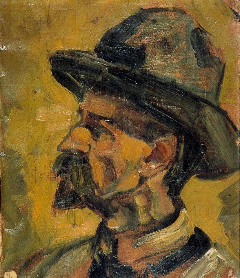 Theo van Doesburg - Portret van een man met hoed - AB4073 - Cultural Heritage Agency of the Netherlands Art Collection