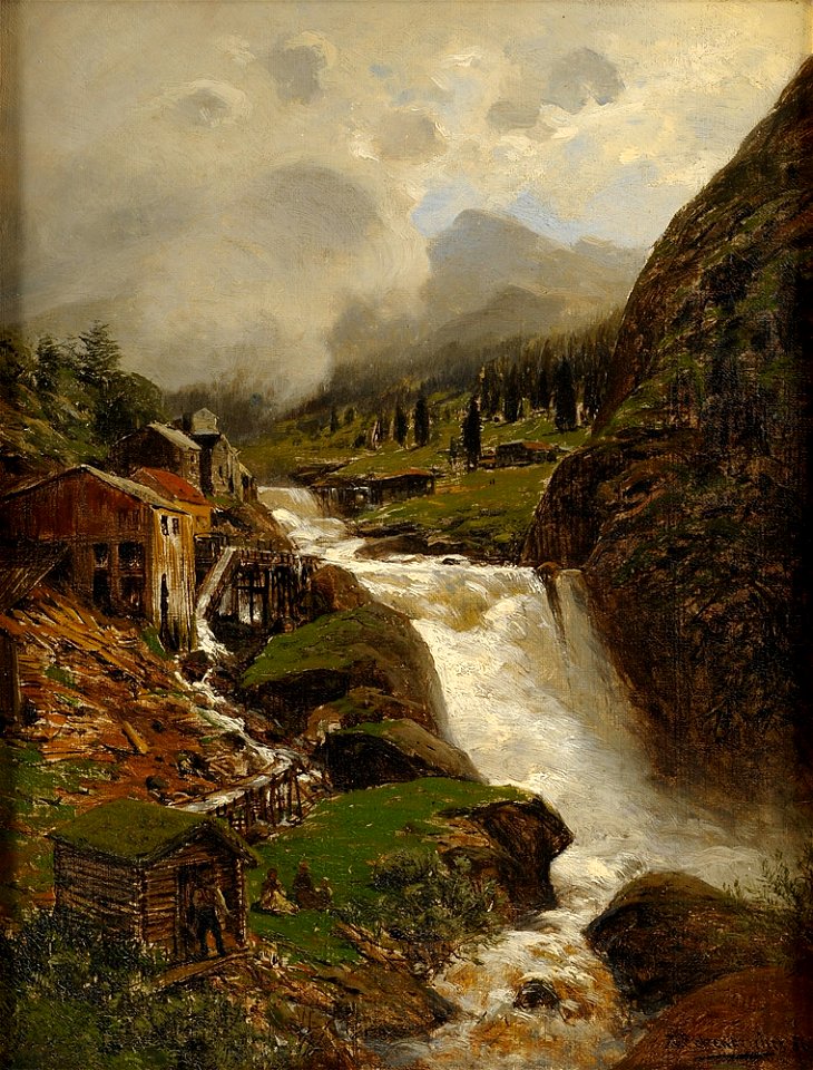 Themistokles Eckenbrecher Sägewerk an einem Sturzbach 1886