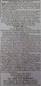 Theatre Royal Jersey 27 August 1803
